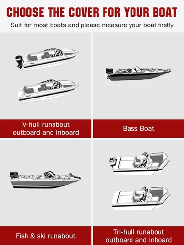 Miniatura 5 de Angink - Funda resistente para lancha de 20 pies y 22 pies, impermeable, tela 600D, se adapta a lanchas de cubierta, lanchas V-Hull Runabout