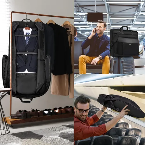 Miniatura 7 de Bolsa de ropa de viaje para hombres, bolsa grande de 40 pulgadas, bolsa de ropa de transporte para hasta 3 trajes para viajes de negocios, maleta