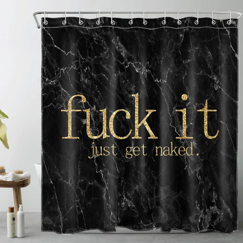 Miniatura 20 de LB Fuck It Get Naked - Cortina de ducha pequeña de 48 x 68 pulgadas, forro de cortina de ducha en blanco y negro, cortina de ducha estrecha