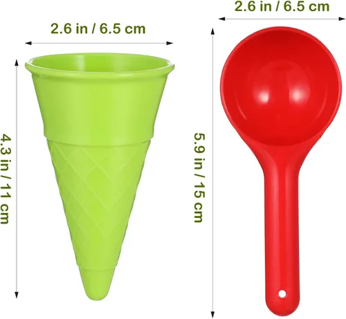 Miniatura 6 de Toyvian 6 piezas de juguetes de arena de conos de helado de plástico para niños, juego de juguetes de arena de helado con cuchara de arena, cuchara