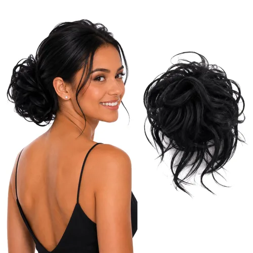 CAISHA Prettyshop - Banda elástica XXL tipo postizo de cabello voluminoso ondulado, ideal para peinados recogidos de novias o rodetes desaliñados,