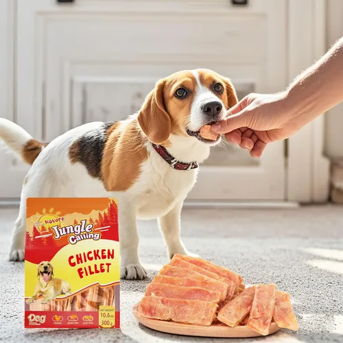 Miniatura 9 de Jungle Calling Dog Treats - Golosinas de entrenamiento de carne seca de pollo, aperitivos tostados lentos para perros medianos y grandes, golosinas