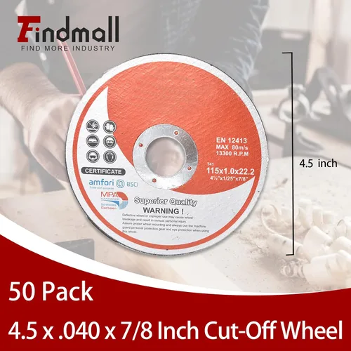 Miniatura 4 de Paquete de 50 discos de corte finos de metal y acero inoxidable de 4-1/2 x 040 x 7/8 pulgadas