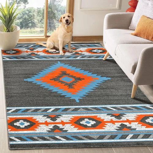 Miniatura 34 de YHSF South West - alfombra nativa americana del suroeste, fácil de limpiar, gruesa, suave y duradera, alfombra tribal inspirada en indios americanos
