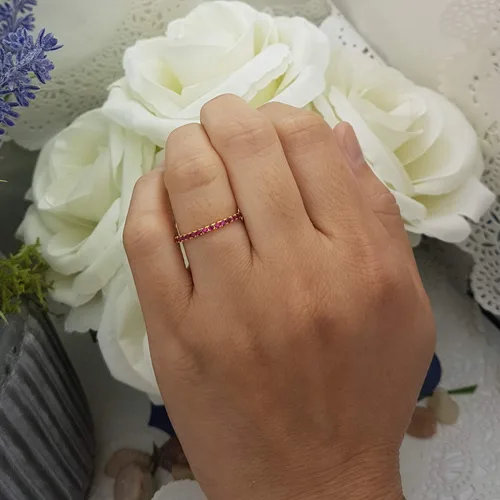 Miniatura 6 de Dazzlingrock Collection Anillo de boda elegante con piedras preciosas o diamantes redondos para mujer en oro macizo