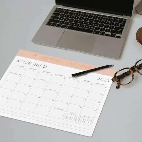 Miniatura 8 de Calendario de escritorio estético 2026-2027, desde enero de 2026 hasta julio de 2027, calendario minimalista de escritorio de oficina o pared de Rosa