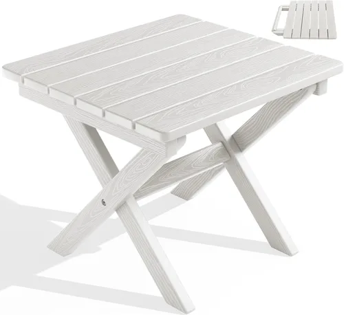 Miniatura 30 de SERWALL Mesa auxiliar Adirondack, mesa auxiliar para exteriores, sin montaje, mesa plegable pequeña de HDPE para patio trasero, piscina, porche