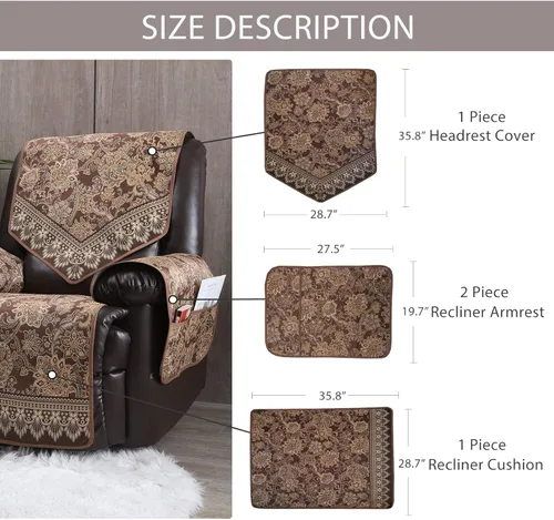 Miniatura 6 de Fundas para sillas reclinables, antideslizantes, impermeables, grandes, para sillón reclinable de cuero, fundas para sillas reclinables eléctricas