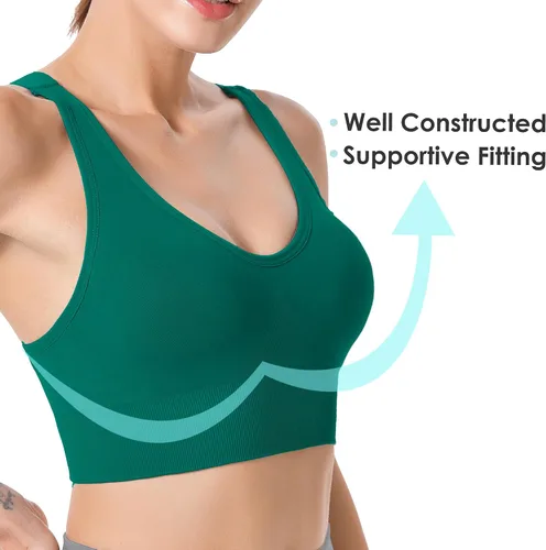 Miniatura 4 de Evercute - Brasier deportivo para mujer, con relleno, tirantes cruzados y sin costuras, brasier de soporte medio para alto impacto, ideal para yoga