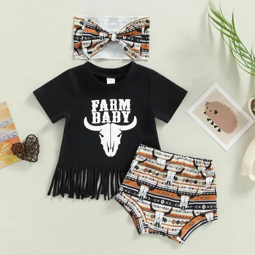 Miniatura 141 de TheFound Trajes de verano para niñas pequeñas, sin mangas, de punto acanalado, halter, pantalones cortos, ropa para recién nacidos, conjunto de 3