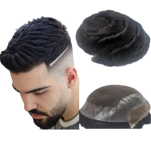 N.L.W. NLW Hollywood Toupee para hombre Piezas de pelo europeo virgen sistema de reemplazo de cabello humano para hombres 10 x 8 pulgadas tamaño
