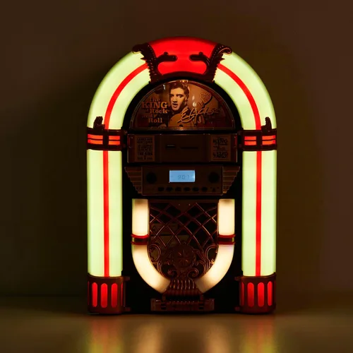 Miniatura 6 de Arkrocket Athena - Mini Jukebox/reproductor de CD de mesa, altavoz Bluetooth, radio/reproductor de tarjetas USB y SD con sistema de iluminación LED