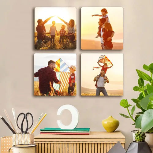 Miniatura 6 de Azulejos de Fotos Personalizados, Marcos de Fotos Personalizados de Azulejos de Metal Mixto para Pegar en la Pared, Marcos de Fotos Collage Paquete