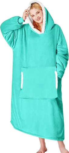 Miniatura 17 de yescool - Cobija con capucha, sudadera de franela de forro polar sherpa para adultos, mujeres y hombres, talla única