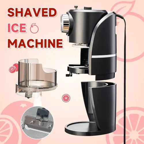 Miniatura 9 de Máquina de Hielo Raspado - Máquina de Conos de Nieve Equipada con Cuchilla de Acero Inoxidable, Botón de Ajuste para Regular Libremente el Grosor