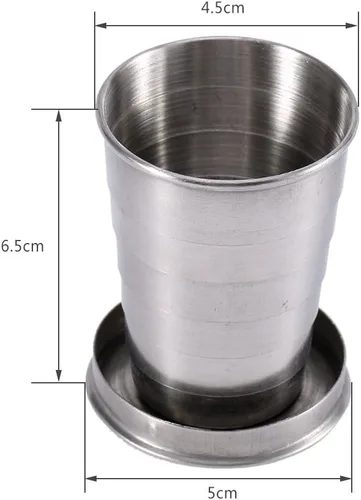 Miniatura 6 de Walfront Taza plegable de acero inoxidable con llavero, vaso de chupito portátil retráctil para camping, senderismo, beber al aire libre