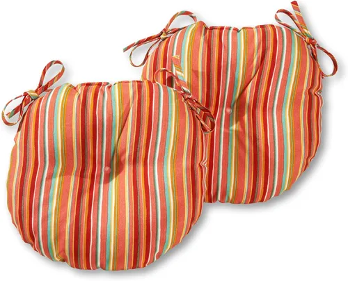 Miniatura 27 de Greendale Home Fashions Cojín redondo para asiento bistro de 15 pulgadas, 2 unidades (paquete de 1), Adobe Stripe