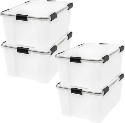 Miniatura 12 de IRIS USA - Contenedor organizador de plástico hermético para almacenamiento, 36 cuartos de capacidad, con tapa duradera, sello y hebillas de cierre