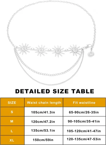 Miniatura 6 de Cinturón de cadena de cintura de metal multicapa para mujer, joyería de cuerpo de moda