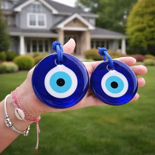 Miniatura 5 de Adorno para colgar en la pared de cristal turco, cuentas de Nazar turco, dije de protección contra el mal de ojo para el hogar, juego de 2 amuletos