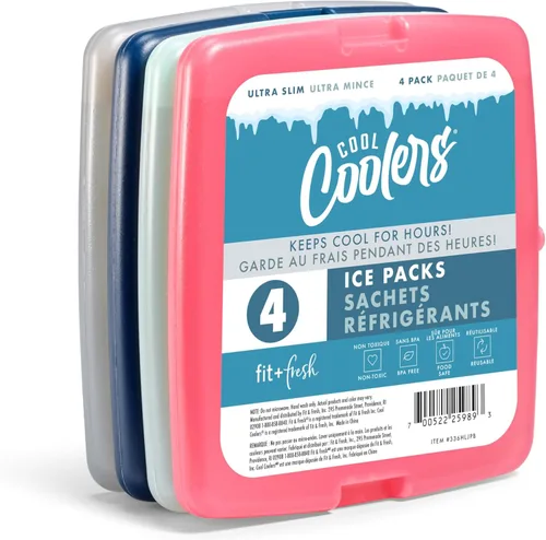 Miniatura 9 de Cool Coolers de Fit & Fresh - Paquete de 4 paquetes de hielo delgados, paquetes de hielo reutilizables de congelación rápida que ahorran espacio