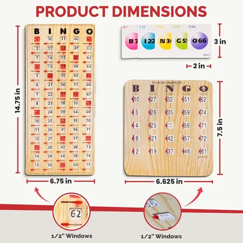 Miniatura 6 de MR CHIPS Tarjetas de bingo a prueba de atascos con ventanas deslizantes, 25 tarjetas de obturador de bingo reutilizables, 75 tarjetas de llamadas