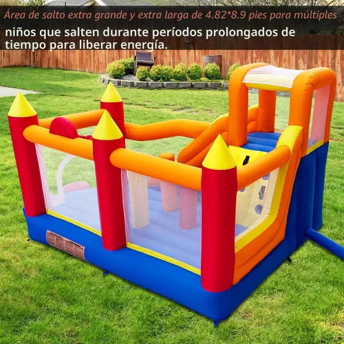 Miniatura 3 de Baralir Casa de Rebote Inflable con Área de Salto Extragrande de 8.98 * 4.82 Pies, Casa de Rebote para Niños con Tobogán Extra Largo de 88 Pulgadas