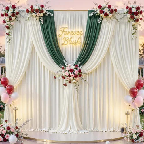 Miniatura 93 de Cortinas de telón de fondo blanco de 30 pies x 8 pies para fiestas de boda, 6 paneles de 5 pies x 8 pies, cortinas de fotografía de poliéster sin