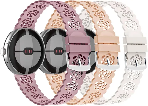Miniatura 9 de VOMA Correa de silicona de encaje compatible con Google Pixel Watch 4 de 1.61 pulgadas 2025/3 de 1.614 pulgadas 2024/2 2023/1 2022, correa deportiva