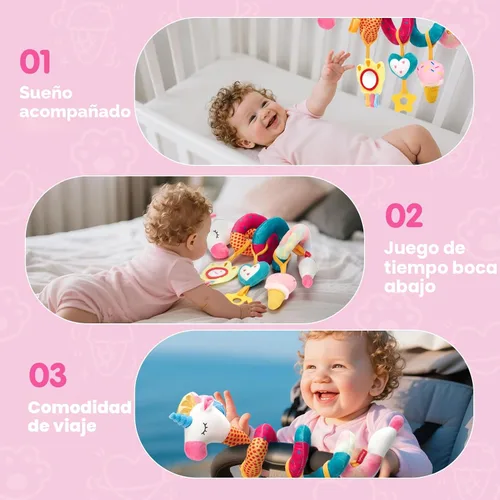 Miniatura 6 de Juguetes de Asiento de Coche hahaland para Bebés de 0 a 6 Meses Niña - Juguetes de Bebé de 3 a 6 Meses - Sonajero, Espejo, Crujiente, Juguetes