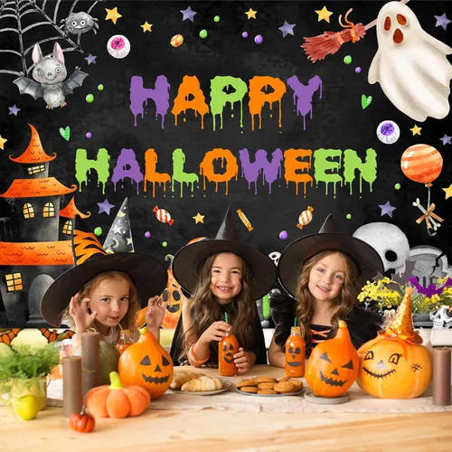 Miniatura 2 de Avezano Telón de fondo de Halloween espeluznante para fiesta de fantasmas para niños, decoración de Halloween, cumpleaños, baby shower, 7 x 5 pies