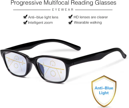 Miniatura 5 de Gafas de lectura multifocales progresivas, sin línea, multifoco, bloqueo de luz azul, lectores de computadora, gafas antirreflejos
