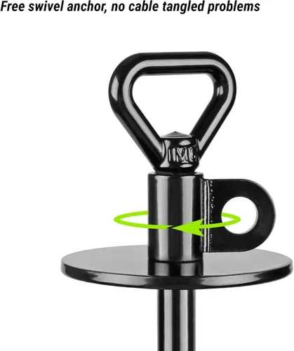 Miniatura 3 de SELEWARE Estaca de amarre para perro al aire libre, anclaje antióxido para perros grandes de hasta 220 libras, estaca giratoria gratuita para Negro C