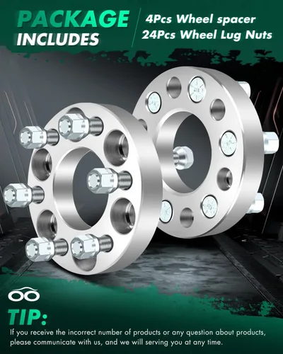 Miniatura 2 de SCITOO 4 espaciadores de rueda de 1 pulgada 6x4.5 de diámetro de 2.815 in, adaptadores de espaciadores de rueda de 1/2 y 6 lengüetas, aptos