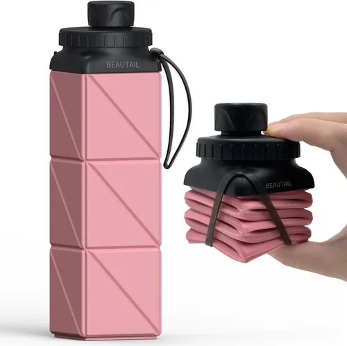 Miniatura 8 de BEAUTAIL Botellas de agua plegables de 20.6 onzas, botella de agua portátil plegable de silicona, ligera, reutilizable, a prueba de fugas