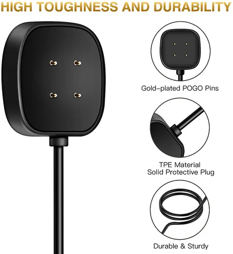 Miniatura 2 de Cable Cargador Compatible con Reloj Inteligente Fitbit Versa 4 / Sense/Versa 3 / Sense 2, Cable Soporte Base Cuna de Carga USB de Repuesto (3.3 pies)