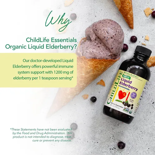 Miniatura 3 de ChildLife Essentials Jarabe orgánico de saúco para niños, fórmula líquida de saúco para niños, suplemento de extracto líquido, tintura de bienestar