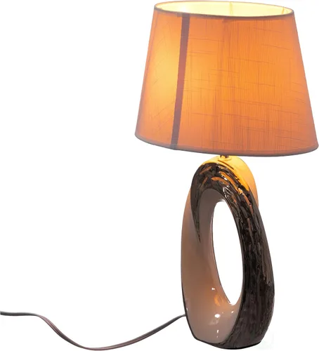Miniatura 3 de Quickway Imports Lámparas de mesa de diseño, lámpara de mesa decorativa de cerámica de 19 pulgadas, con soporte ovalado plateado y blanco y pantalla