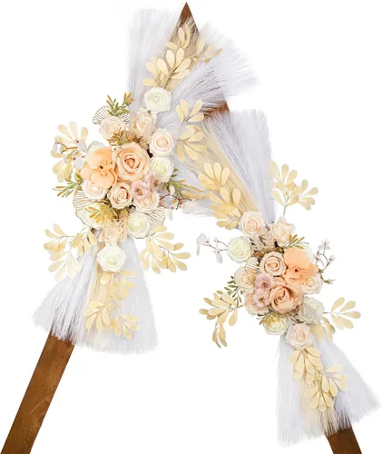 Miniatura 34 de Lisuun Flores de arco de boda, flores artificiales para decoración, guirnalda de flores grandes para estilos bohemios, decoración floral