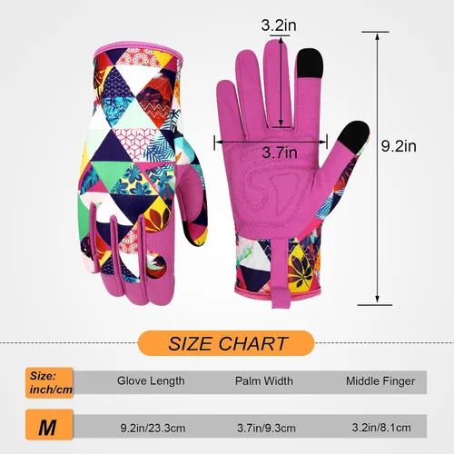 Miniatura 2 de Guantes de jardinería de cuero para mujer, guantes de jardín a prueba de espinas, diseño de pantalla táctil, guantes de trabajo resistentes