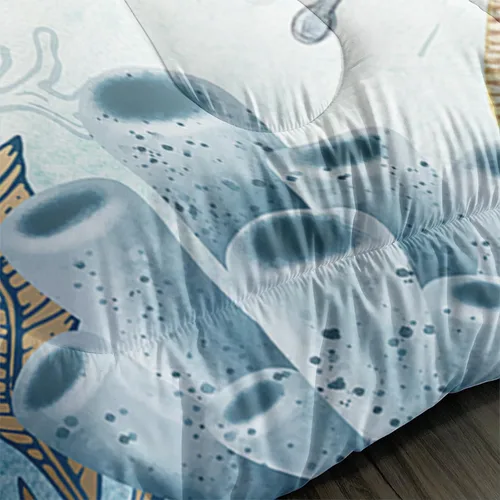 Miniatura 4 de AILONEN Lindo juego de edredón de ajolote tamaño Queen, 3 piezas para niños y niñas, ropa de cama en una bolsa, ropa de cama costera azul turquesa