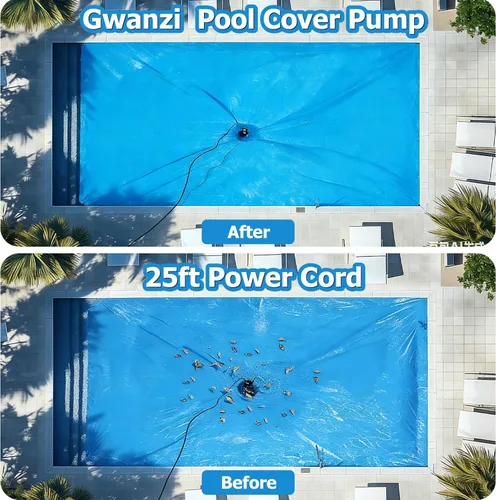 Miniatura 6 de Bomba de cubierta de piscina de 1/2 HP de encendido/apagado automático de 3500 GPH Bomba de agua sumergible con red de filtro, adaptador de válvula