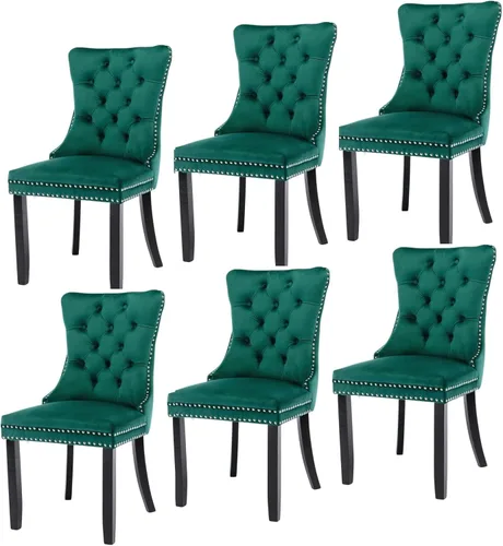 Miniatura 54 de Juego de 6 sillas de comedor modernas para sala de estar, cocina, patas de madera maciza, cojín acolchado de tela de lino, asiento y respaldo