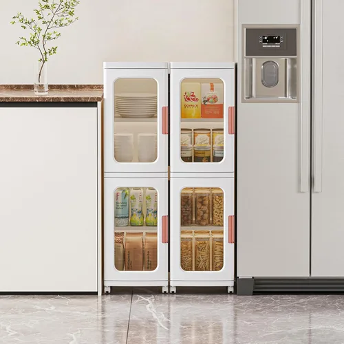 Miniatura 2 de CXCJAI Armario estrecho con puertas y estantes, organizador de cocina alto y delgado con estante ajustable, armario de papel higiénico de lino de 2