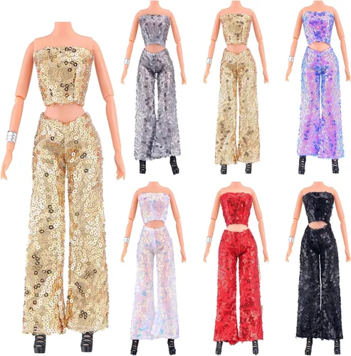 Miniatura 7 de Bencailor 6 piezas de ropa de muñeca para muñeca de verano de 11.8 pulgadas, accesorios de atuendo, abrigo de invierno, tops, traje de baño