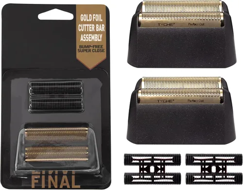 2 piezas de repuesto profesional de 5 estrellas serie Finale Shaver Shaper Super Close Gold Foil y barra de corte, compatible con Wahl Shaver Foil