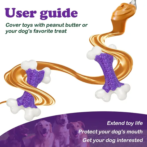 Miniatura 5 de Kseroo - Juguetes duros para perros masticadores agresivos de raza grande y mediana con sabor a tocino, juguete de hueso para perros, de nailon