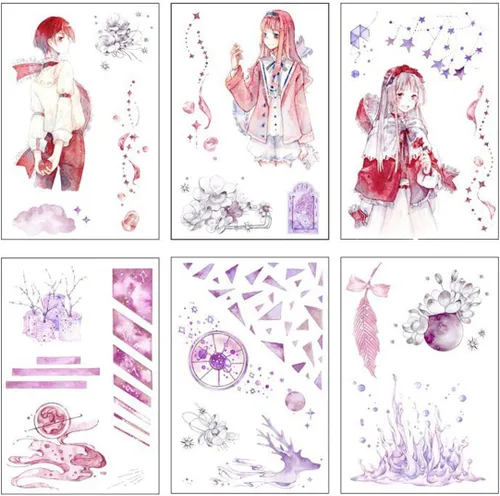 Miniatura 25 de 12 hojas de lindas calcomanías washi kawaii animales artesanales calcomanías decorativas para álbumes de recortes, planificador diario, collage