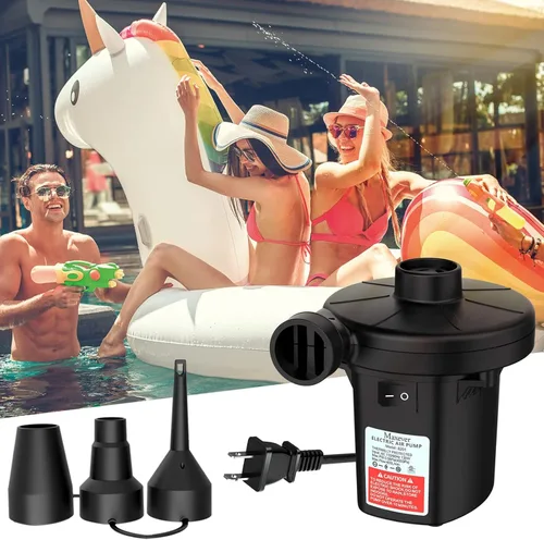 Miniatura 5 de Bomba de aire eléctrica de llenado rápido con 3 boquillas, inflador desinflador portátil de CA 110V-120V para juguetes inflables de piscina