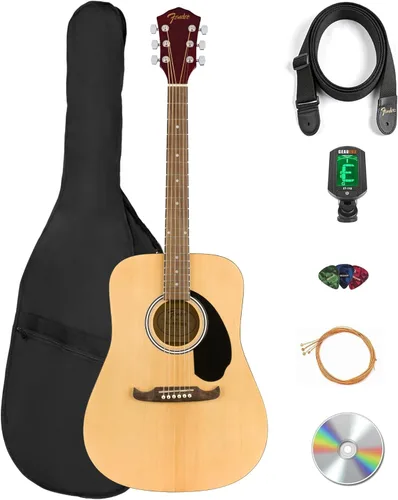 Miniatura 12 de Fender Guitarra acústica FA-125 Dreadnought - Paquete negro con estuche, afinador, correa, cuerdas, púas y DVD instructivo de Austin Bazaar